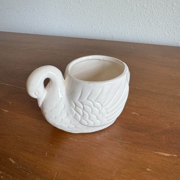 Vintage Ceramic Swan Planter, Match Holder - Picture 2 of 7